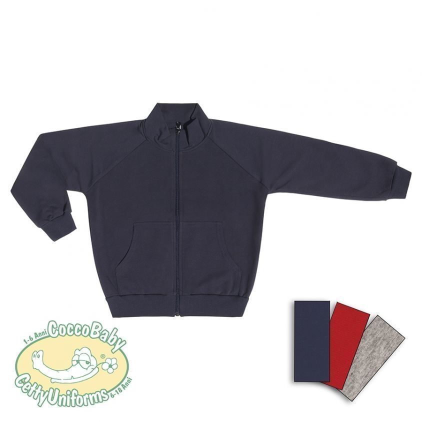 Felpa in cotone pesante per bambini con collo e zip